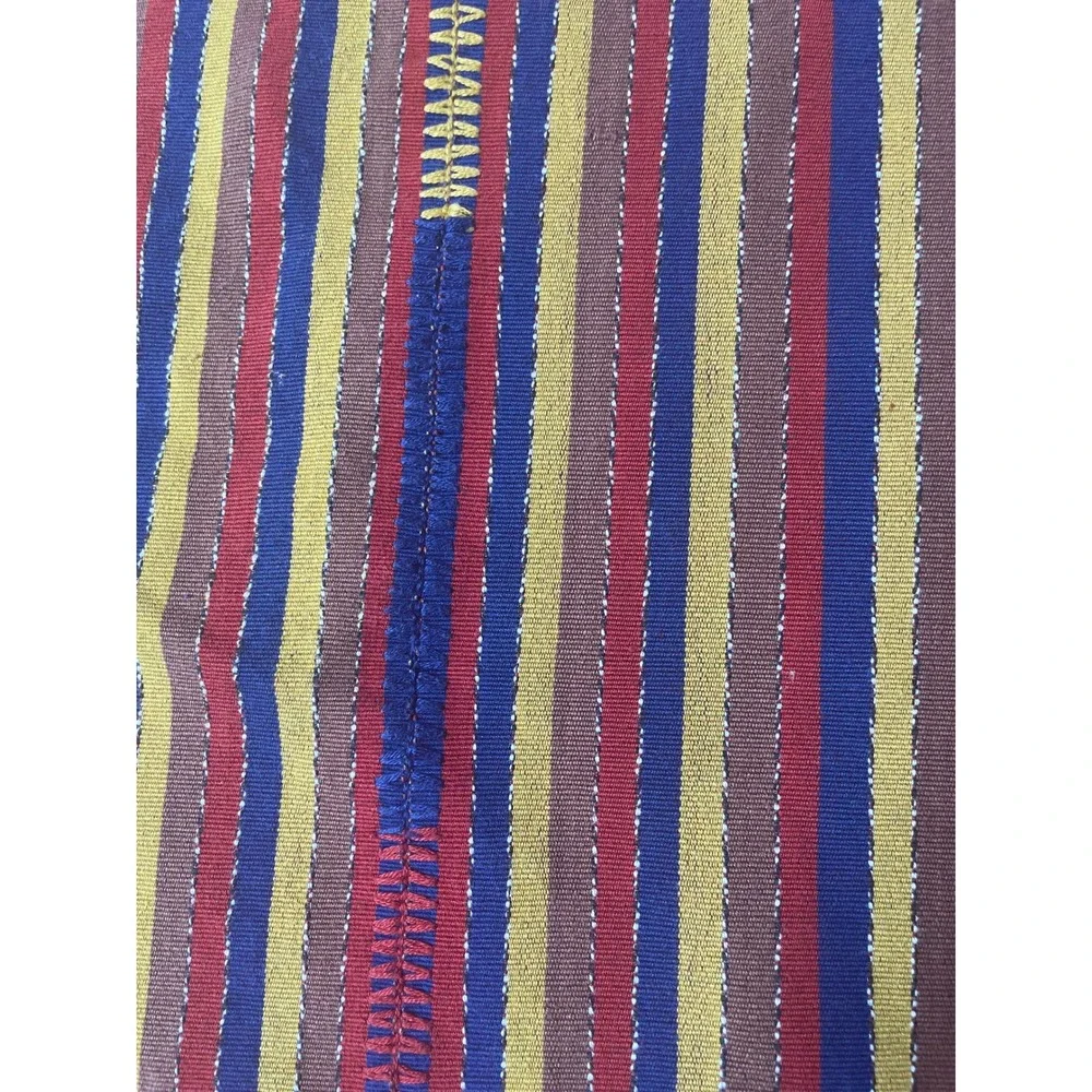Vintage Handwoven Striped Textile Throw Blanket Fringe Multi-Color 77x52